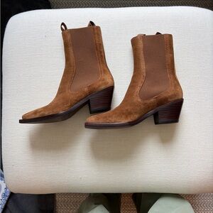 Loeffler Randall Agnes Western Chelsea Boot in Cognac Suede / Size 6